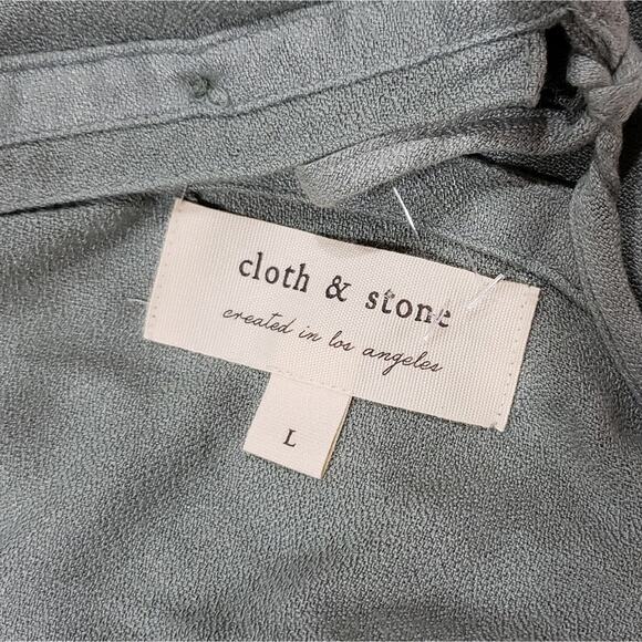 Anthropologie Cloth & Stone Dusk Green Back Tie Large Top - Picture 6 of 9